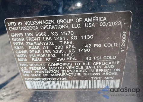 2023 Volkswagen Id.4 Pro из США, поврежденный, VIN 1V2CMPE8XPC022796